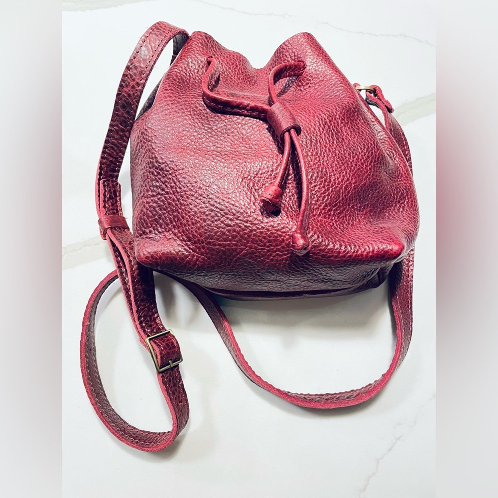 Brand new Portland leather crossbody bucket bag no longer available on website